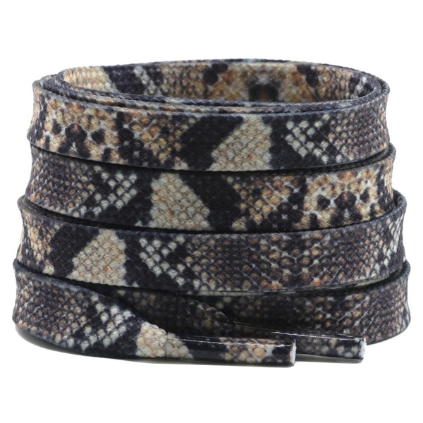 DELELE Snake Print Flat Shoelaces: Dark Sneakers Shoe Laces 47
