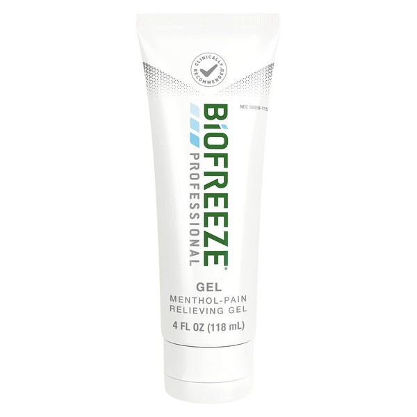 Biofreeze Professional Menthol Pain Relieving Gel 4 FL OZ Tube For Pain Relief Associated With Sore Muscles, Arthritis, Simple Backaches, And Joint Pain, Pack Of 1 (Packaging May Vary)