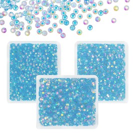 qiipii Light Blue AB Resin Rhinestones for Bedazzling Crafting 3mm 4mm 5mm Sky Blue Flatback Jelly Stones SS10 SS16 SS20 Baby Blue Diamonds Gems Charms for Nails Face Eyes Makeup Tumblers DIY Crafts