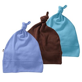 Babysoy Eco Essential 3-Piece Single Knot Beanie/Hat Set (12-24 Months, Blue)
