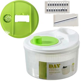 GKYZBB Green Large Spin Stop Salad Spinner/Wash, Spin & Dry Salad Greens, Fruits & Vegetables,Match Grater and Slicer