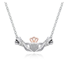 Irish Claddagh Necklace 925 Sterling Silver Heart Birthstone Gift（April）