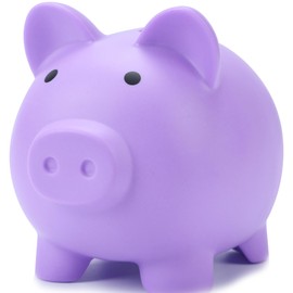 H&W Mini Piggy Bank, Plastic Coin Bank, Unbreakable Money Boxes, Purple, Cute Piggy Banks for Children, First Money Box, Best Birthday Gifts, Home Decoration (Purple)