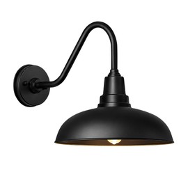 Acoji 14" Gooseneck barn Light Outdoor Black Rustic Industrial Wall Light