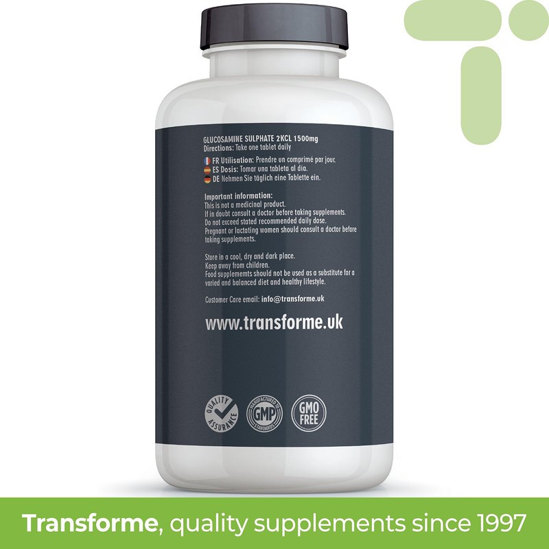 Glucosamine Sulphate 2KCl 1500mg 365 Tablets, 1 Year Supply, Vegan