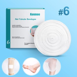 Konmee Tubular Bandage Elastic Net Wound Dressing Elastic Dressing Retainer Tubular Stretch Elastic Gauze Bandage Size 6 for Knee, Calf and Ankle, 32.8FT Long