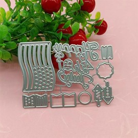 A Set Silver Independence Day Cutting Dies, Festival 4th of July Metal Cutting Die Cuts Stencil for DIY Scrapbooking Album Embossing Photo Crafts,Paper Cards Decorative Craft,Die-Cutting and Embossing