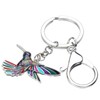 LONYOO Zinc Alloy Enamel Flying Hummingbird Keychain Rhinestones Bird Jewellery