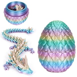 3D Printed Dragon in Egg,Full Articulated Dragon Crystal Dragon with Dragon Egg,Flexible Joints Home Decor Executive Desk Toys,Home Office Decor Executive Desk Toys for Autism/ADHD (Colorful)
