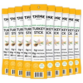 Think Jerky All-Natural Turkey Sticks, Gluten and Sugar Free, No Nitrates, Keto Paleo Friendly High Protein Low Carb Meat Snack - 1.0 oz Sticks, 20 Pack