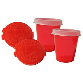 Tupperware Set of 2 Round Pill Keepers and 2 Midgets Containers in Red