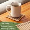 BambooMN Premium Bamboo Slat Coasters - 4.25" x 4.25" -