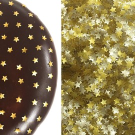 Metallic Edible Shimmer Sparkle Glitter for Cakes and Cupcakes .15 oz Jar (Gold Stars)