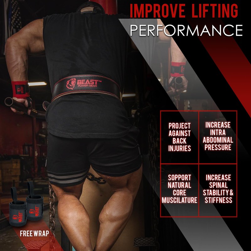 Beast Power Gear Weight Lifting Belt - 4” Genuine Leather