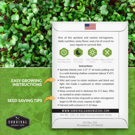 Radish Microgreens Seeds for Sprouting – Plant & Grow Spicy Radish Shoots for Crisp Texture Spicy Flavor – Fast-Growing Heirloom Microgreen Variety – Survival Garden Seeds (2 Packs)
