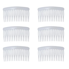 Ruwado 6 Pcs Hair Side Combs 15 Teeth 8 x 4.5 cm Small Twist French Style Hair Pins for Women Wedding Bridal Veil Fine Long Curly Hair Supplies (Clear)