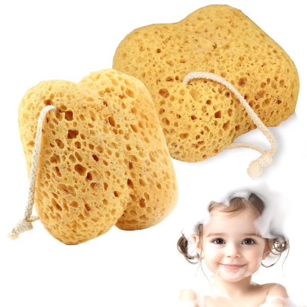 2Pcs Larger Natural Shower Sponges for Women & Men, Soft