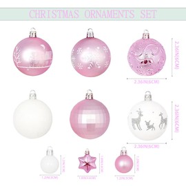 44Pcs Tree Ornaments,Plastic Christmas Ornaments,Shatterproof Christmas Balls