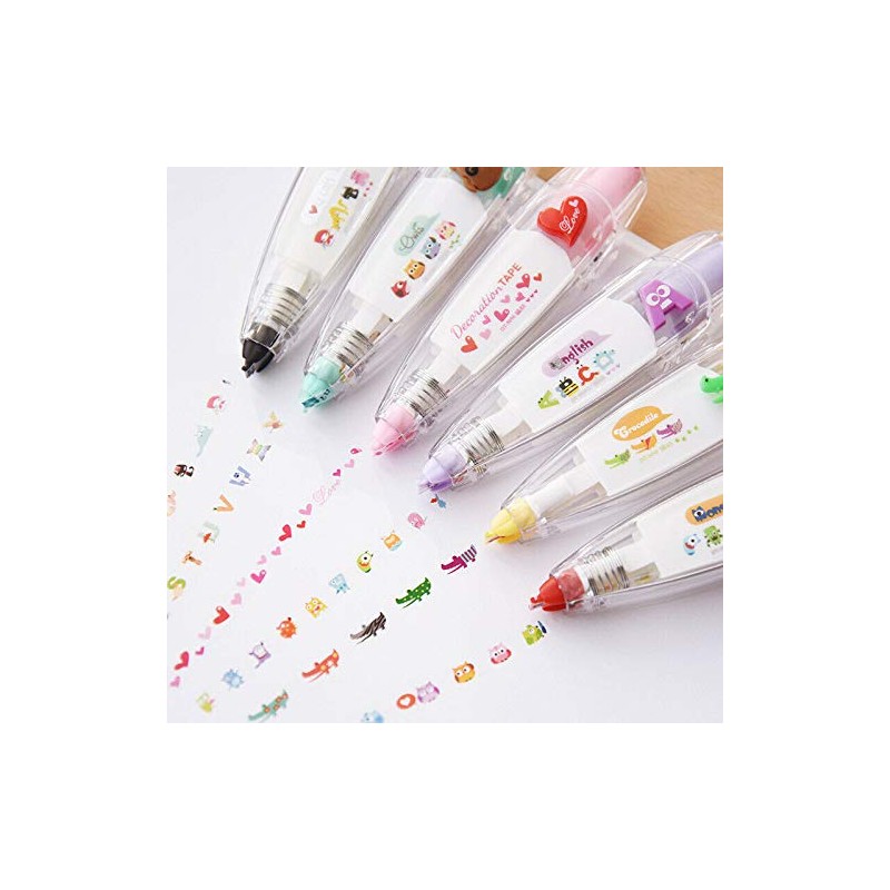 SUPERTOOL Decorative Correction Tape Pen, Cute, Vivid Design Patterns,Letter,for DIY/School/Decoration