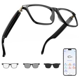 Shovira AI Translation Smart Glasses with 138 Languages, Bluetooth Glasses Compatible with ChatGPT, Photochromic Lens with Open-Ear Speakers for Men Women, for Travel, Business, Driving