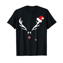 Reindeer Rudolph Christmas T-Shirt Gift Idea Red Nose T-Shirt, black