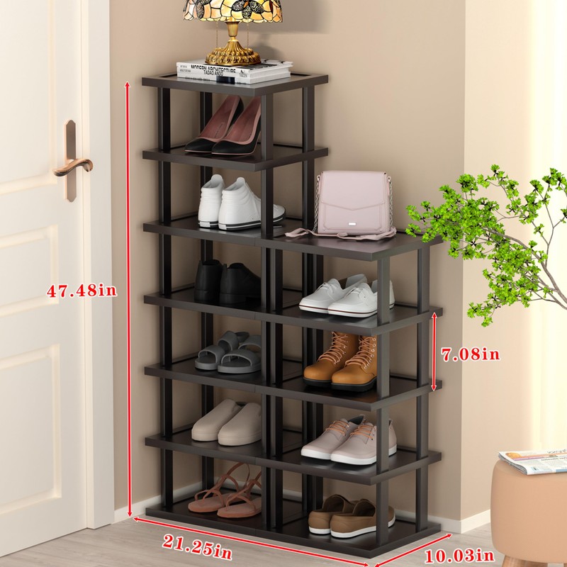 Vertical Shoe Rack - Tall Narrow Shoe Rack Organizer for