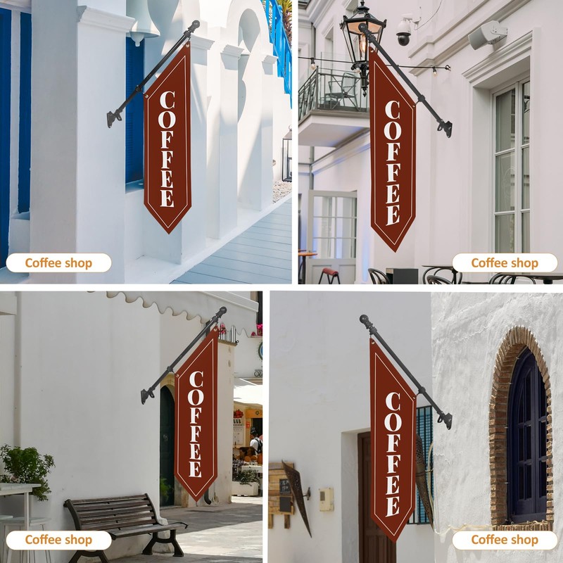Outdoor Coffee Flag with Pole Kit – 42x12 Inch Double-Sided