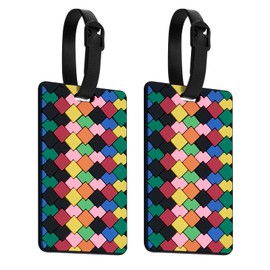 ZOUIQSS Luggage Tags Pack of Two,Baggage Tags Suitcase ID Labels Business Card Holder/Travel ID Bag Tag(Rhombus)