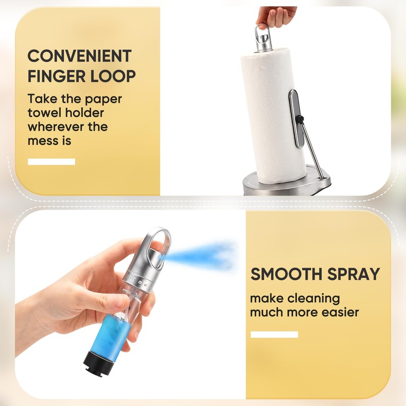 Paper Towel Holder with Spray Bottle for Kitchen Decor and