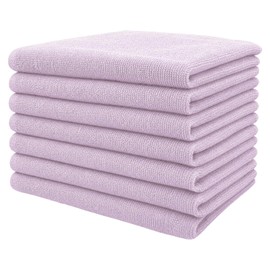 8 Year Towel, Face Towel, 13.4 x 33.5 inches (34 x 85 cm), 100% Cotton, Thin, Quick Drying, Highly Absorbent, Durable, Lightweight, Commercial Use, Not Bulky, Lilac, Set of 7 [M Size 1/1] [Compression