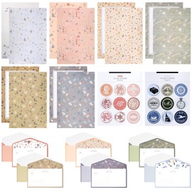 Stationery and Envelopes Set, Lined Stationery Stationery Set, Includes 36 Pieces A5 Writing Paper, 18 Pieces Envelopes for Office/Home/School (6 Sets)