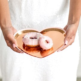 WEDDINGSTAR Small Heart Disposable Paper Party Plates - Rose Gold - Set of 8