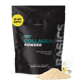 Livingood Daily Vanilla Collagen Powder for Women & Men, Hydrolyzed Collagen Peptides Powder with Vitamin C, Protein with 20 Amino Acids, Type I & III, Grass Fed, Keto, Paleo, Gluten Free, 30 Srvgs