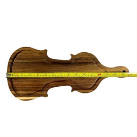 (Set of 3) 16" Acacia Violin Serving Board with Handle, Charcuterie, Cheese Fruit Platter, Home Deco (16" Violin)