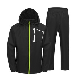 WENTTUO Men's Rain Gear Waterproof Golf Rain Suits 2 Pieces Breathable Rain Jacket and Pants Heavy Duty Black 3XL