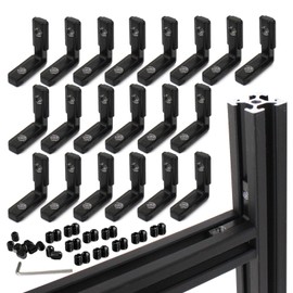 20pcs T-Slot L Shape Interior Corner Connector Joint Brackets + 40pcs Screws and + 1 Wrench Tool for 2020 Series Aluminum Extrusion Profile Slots 6mm (Black)