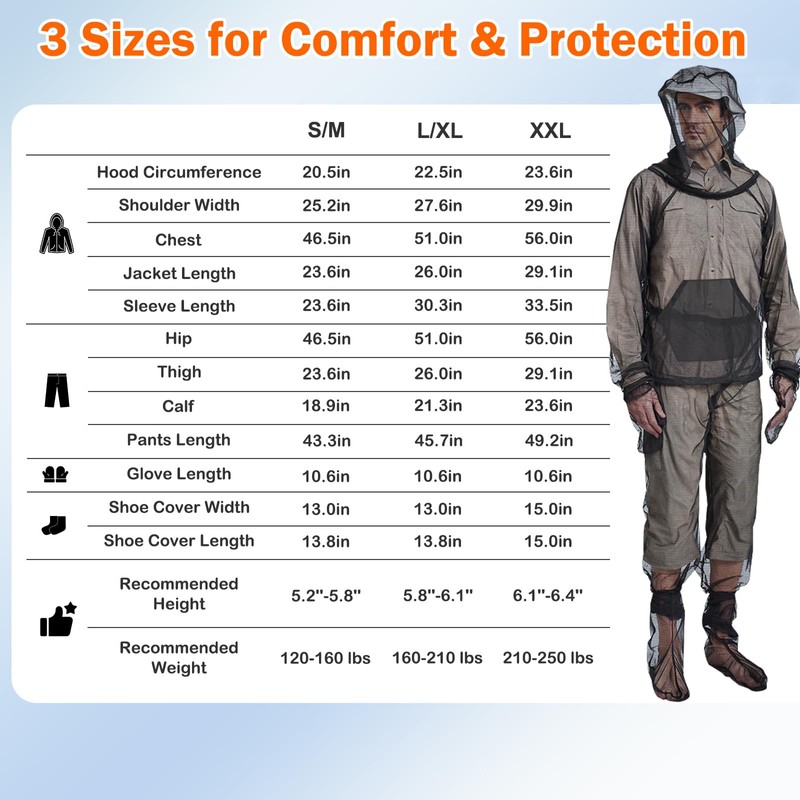 RoamRider Mosquito Suit - Full Body Bug Jacket, Pants, Gloves