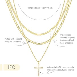 AstraGlam Women's Gold Chain, 14 K Gold-Plated, Triple Layer, Elegant and Versatile for Any Occasion, as a Gift for Birthdays and Anniversaries, gold