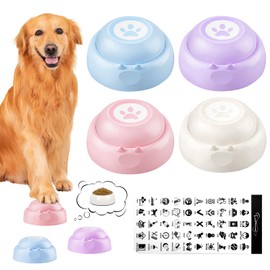 Dog Buzzer with Recording Function, Pack of 4 Intelligence Toys for Dogs, Voice Recording Buttons, Multicoloured, Dog Toy Communication, Buzzer with Sound for Pet Training, Dog Buttons, Educational