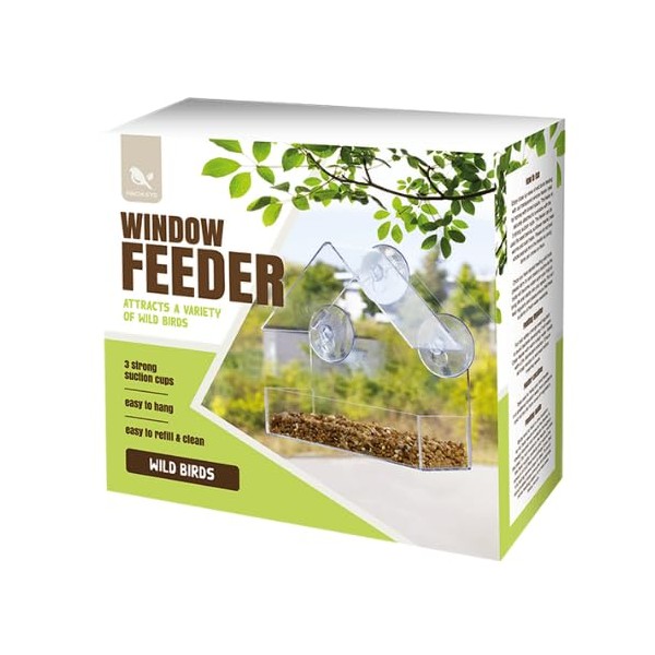 Finchley’s Window Bird Feeder – Clear Acrylic Bird Feeder with