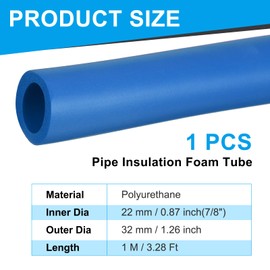 PATIKIL Pipe Insulation Foam Tube, 7/8" ID x 3.28Ft Foam Pipe Cover Foam Tubing for Handle Grip Support AC Unit Exercise Machine Roof Rack, Blue