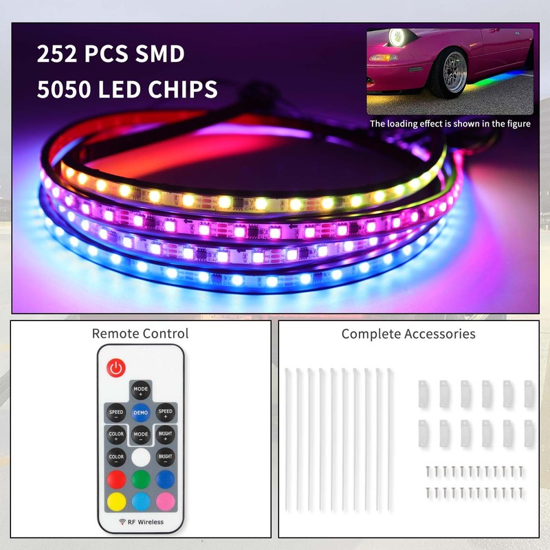 Underglow Lights for Car, 6 Pcs Led Strip Lights with