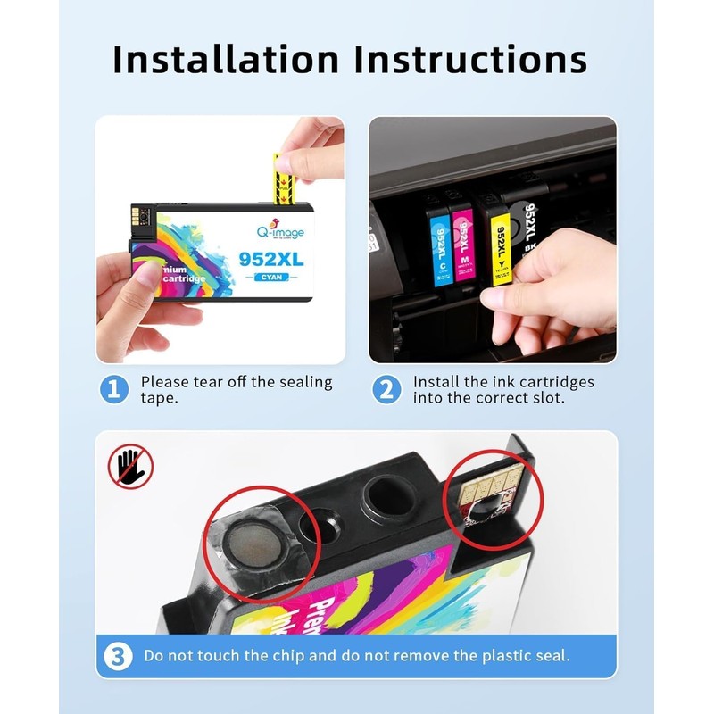 Q-image Compatible 952XL Ink Cartridges Replacement for 952 952XL Ink