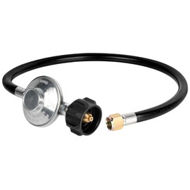 2-foot propane hose adapter and regulator that converts 1 to 20 lb propane tanks to 5 to 40 lb propane tanks for gas hoses for Weber Q, Coleman grills, Buddy heaters, grill assemblies and more.