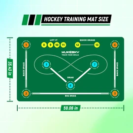 MUKESKY Hockey Training Mat, Non-Slip Quiet Hockey Training Equipment, Ball Control and Drag Ball Training Mat for Indoor and Outdoor Practice, Ideal Gift for Hockey Training Enthusiasts (59 * 35.4IN)