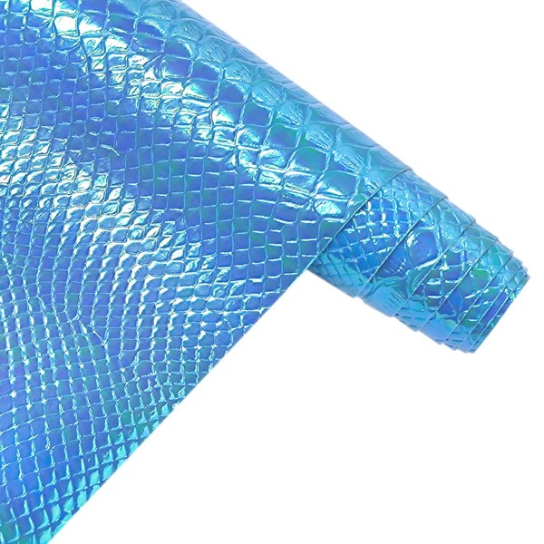 XHT 30 x 135 cm, Holographic Crocodile Leather, Iridescent Blue