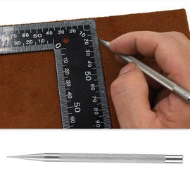 HEEPDD Leather Marker Pen, Stainless Steel Leather Scriber Positioning Pen Round Head Tracing Positioning Line Pens DIY Leathercraft Projects Tool