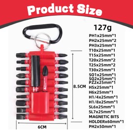 LUMOOM 22-Piece Professional Impact Resistant Bit Set S2 Steel, Mixing Screwdriver Bits for Cordless Screwdrivers & Drill, Includes Holder, Metal Belt Clip