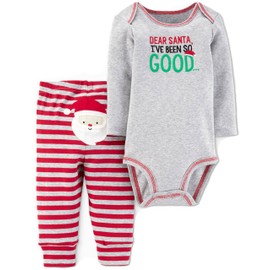 Carter's Just One You Baby Boys 2pc Dear Santa Bodysuit & Pants Set Grey/Red, Grey/Red Multi, Newborn