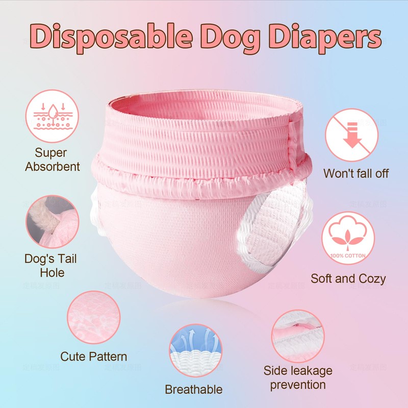 Ambreview Disposable Dog Diapers Female, Just Pull It Up, Doggie